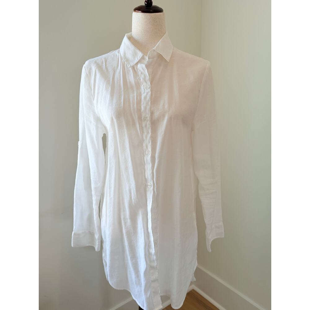 Summersalt The Silky Luxe Short Effortless Shirtdress Swim Cover-Up White Medium - Picture 7 of 7